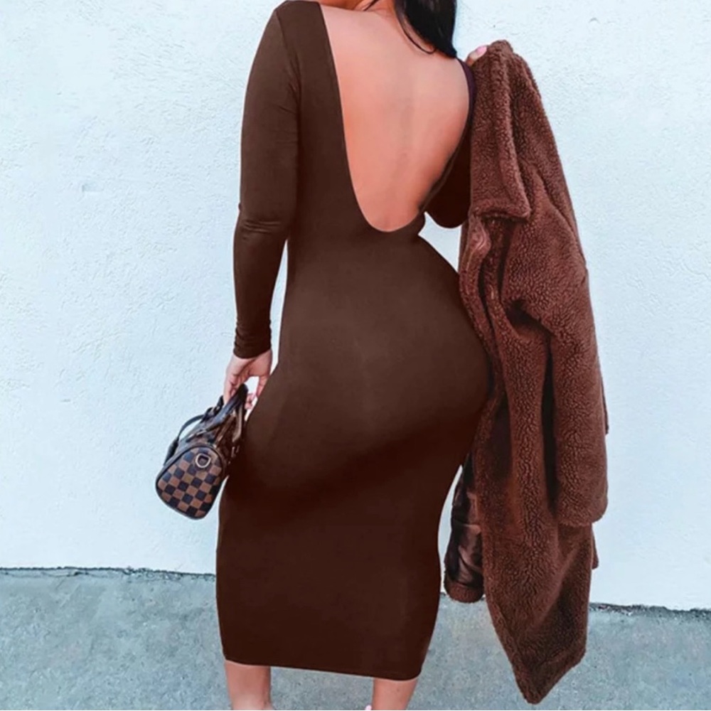 Brown long sleeve dress.